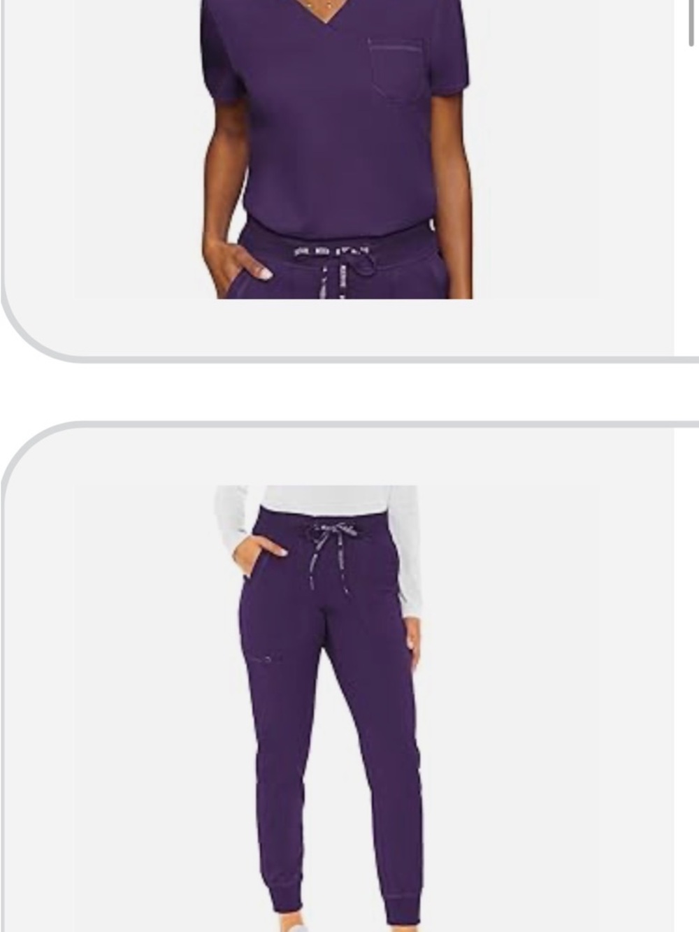 Medcouture Women's purple scrub matching set in color Eggplant. Worn once !